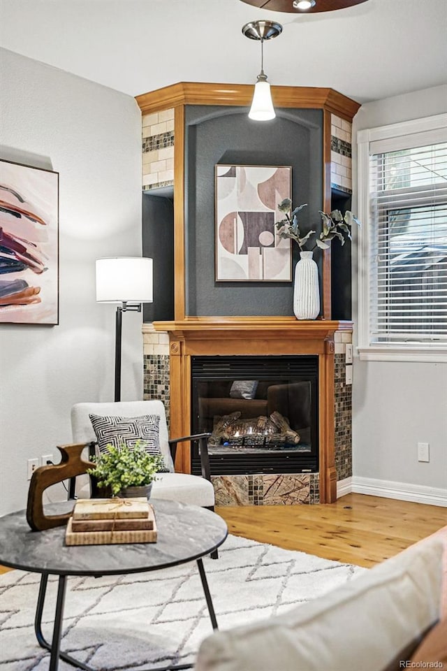 2319 Decatur St, Denver, CO 80211 - living room with a glass covered fireplace and wood finished floors