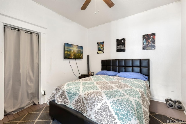 805 5th St, Fort Lupton, CO 80621 - bedroom with wood finished floors and ceiling fan