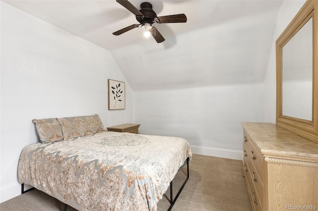 805 5th St, Fort Lupton, CO 80621 - carpeted bedroom with lofted ceiling and ceiling fan