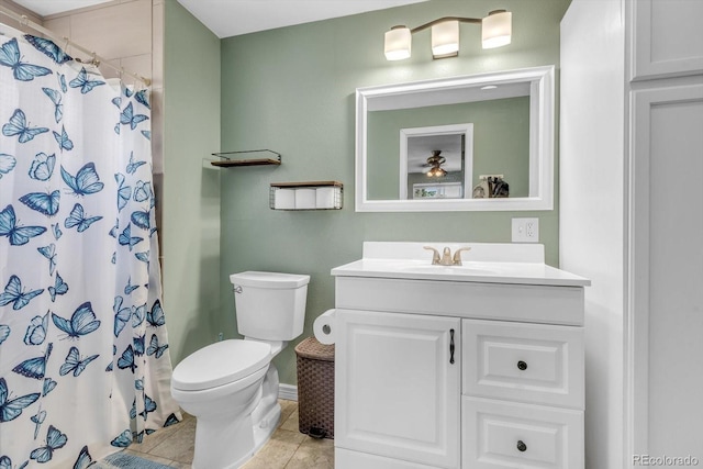 6441 W 73rd Pl, Arvada, CO 80003 - bathroom with vanity, tile patterned flooring, and a shower with shower curtain