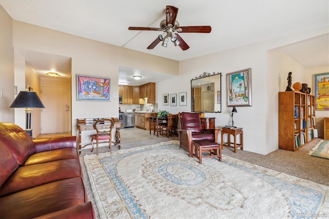 715 S Alton Way Unit 5D, Denver, CO 80247 - living area featuring ceiling fan and light colored carpet