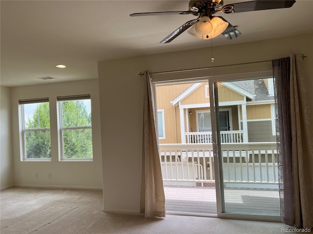 11947 Riverstone Cir Unit 7F, Henderson, CO 80640 - unfurnished room with carpet flooring, baseboards, ceiling fan, and recessed lighting