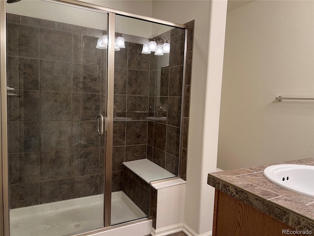 11947 Riverstone Cir Unit 7F, Henderson, CO 80640 - bathroom with a stall shower and vanity