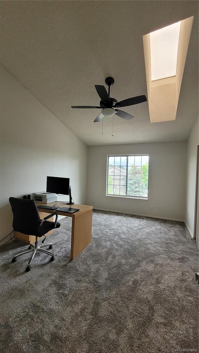 1818 S Quebec Way Unit 5-7, Denver, CO 80231 - office area with carpet, ceiling fan, a textured ceiling, and baseboards