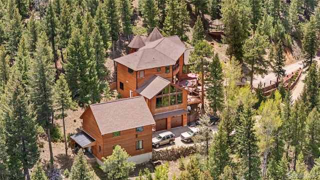 4618 SE Summit Trl, Evergreen, CO 80439 - aerial view of property and surrounding area with a forest