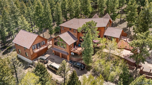 4618 SE Summit Trl, Evergreen, CO 80439 - aerial view of property and surrounding area featuring a forest