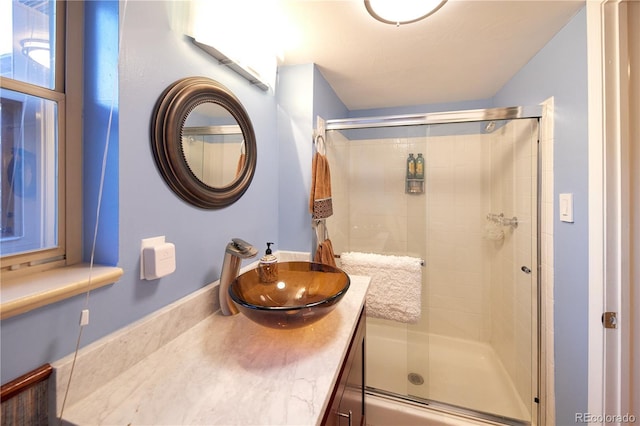 2141 S Dallas St, Denver, CO 80231 - full bathroom with a stall shower and vanity