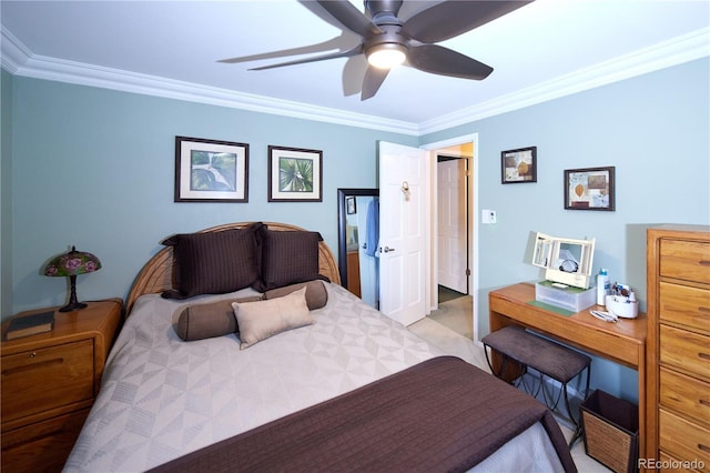 2141 S Dallas St, Denver, CO 80231 - bedroom with crown molding and ceiling fan