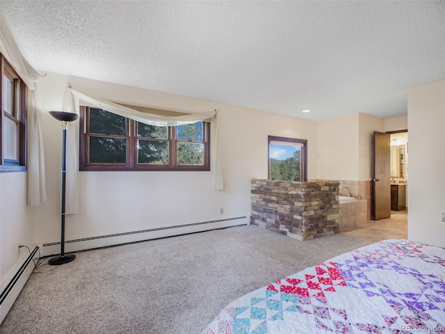8473 Gray Fox Dr, Evergreen, CO 80439 - bedroom featuring a textured ceiling, baseboard heating, and carpet