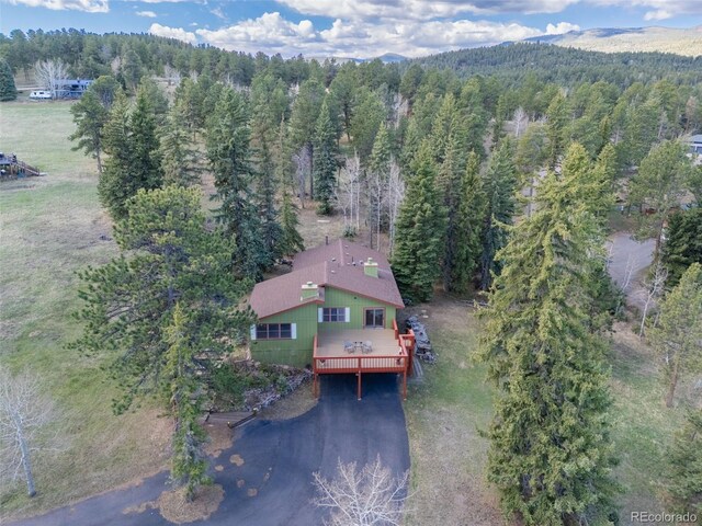 8473 Gray Fox Dr, Evergreen, CO 80439 - birds eye view of property with a forest view