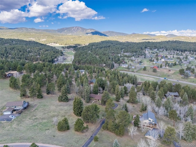8473 Gray Fox Dr, Evergreen, CO 80439 - bird's eye view with a mountain view and a forest view