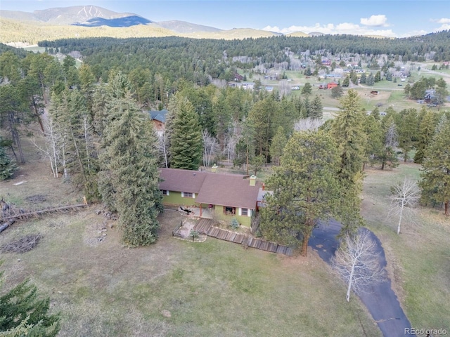 8473 Gray Fox Dr, Evergreen, CO 80439 - aerial view featuring a mountain view and a forest view