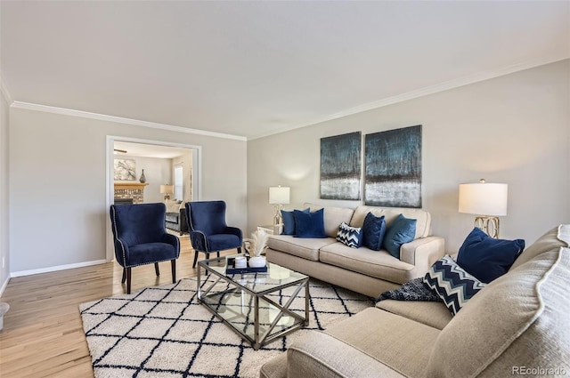 1516 Saltbush Ridge Rd, Highlands Ranch, CO 80126 - living room featuring baseboards, ornamental molding, and wood finished floors