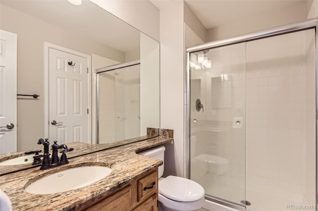 1516 Saltbush Ridge Rd, Highlands Ranch, CO 80126 - bathroom with toilet, a stall shower, and vanity
