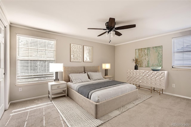 1516 Saltbush Ridge Rd, Highlands Ranch, CO 80126 - carpeted bedroom with ornamental molding, baseboards, and a ceiling fan