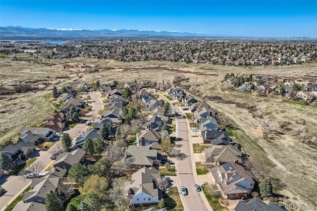1516 Saltbush Ridge Rd, Highlands Ranch, CO 80126 - birds eye view of property with a mountain view and a residential view