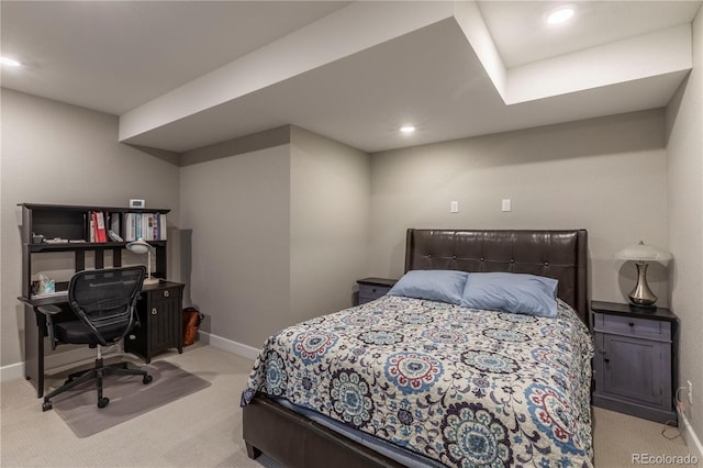 9843 Rosalee Peak St, Littleton, CO 80125 - bedroom with light carpet, baseboards, and recessed lighting