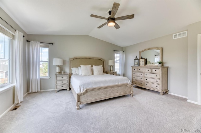 15389 W 50th Dr, Golden, CO 80403 - bedroom featuring carpet, vaulted ceiling, baseboards, and ceiling fan