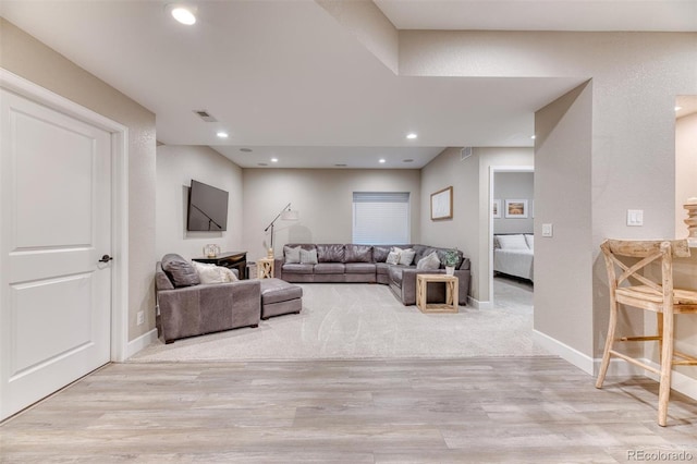 15389 W 50th Dr, Golden, CO 80403 - living room with light wood-style flooring, baseboards, and recessed lighting