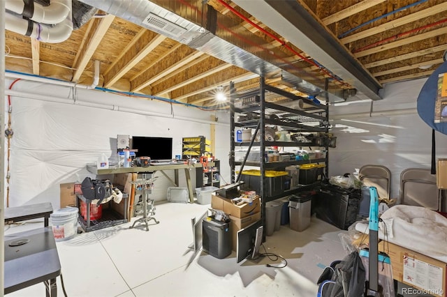 view of unfinished basement