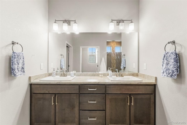 bathroom with double vanity