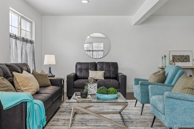 living room with wood-type flooring