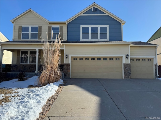 view of front of property featuring a garage