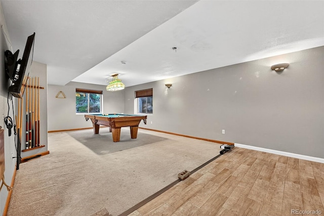 7330 Cotton Dr, Colorado Springs, CO 80923 - rec room with baseboards, pool table, and wood finished floors