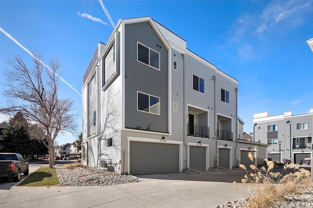 exterior space with a garage