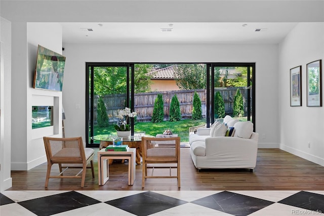 interior space with hardwood / wood-style flooring