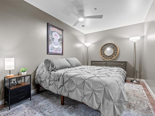 891 14th St Unit 3410, Denver, CO 80202 - bedroom with wood finished floors and ceiling fan