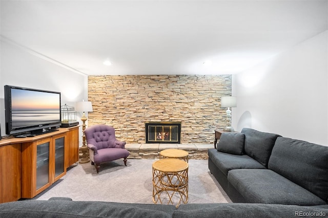 1100 Pontiac St, Denver, CO 80220 - living room with carpet floors, a fireplace, and crown molding