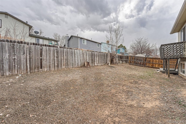 view of yard featuring a fenced backyard