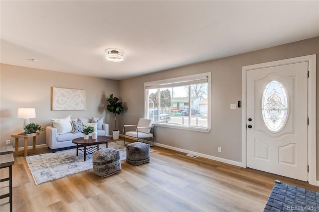 entryway with light wood-type flooring