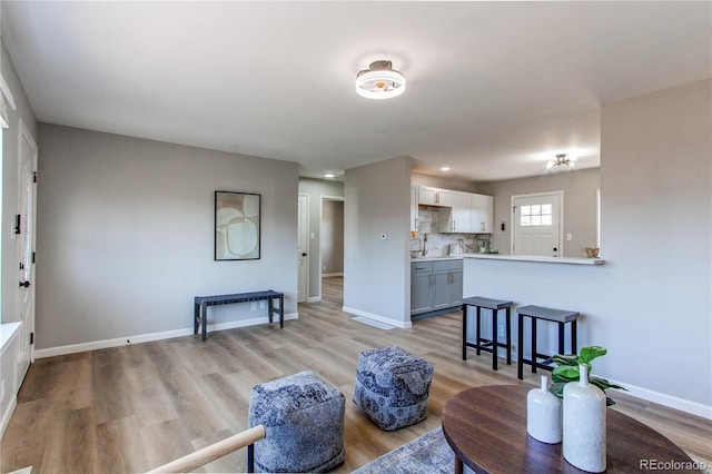 living room with light wood-type flooring