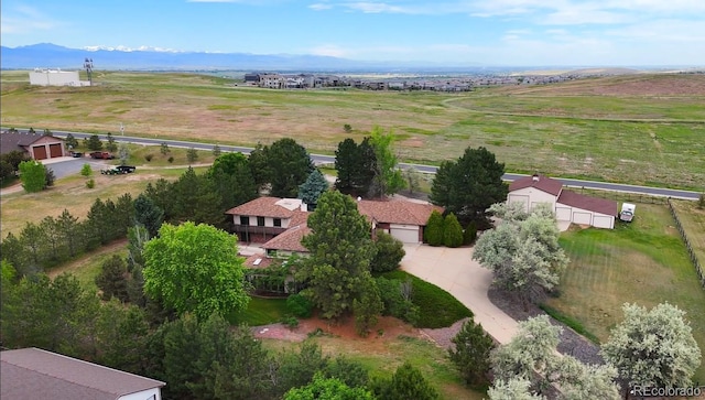 drone / aerial view with a rural view