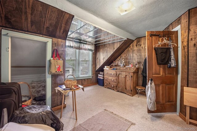 2402 W Uintah St, Colorado Springs, CO 80904 - living area with wood walls, carpet, and a textured ceiling