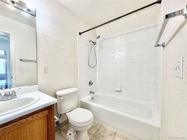 2247 Coronado Pkwy N # D, Denver, CO 80229 - full bath with a textured wall, vanity, toilet, bathing tub / shower combination, and tile patterned flooring