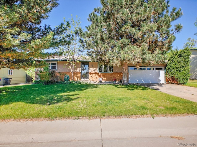 13133 Regulus Dr, Lone Tree, CO 80124 - view of front of house with driveway, a front lawn, brick siding, and stucco siding
