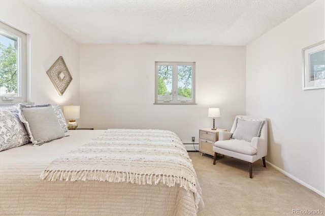 3298 Quail St, Wheat Ridge, CO 80033 - bedroom featuring a baseboard radiator, carpet flooring, a textured ceiling, and baseboards