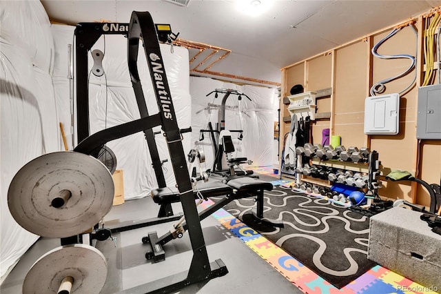 exercise room with electric panel