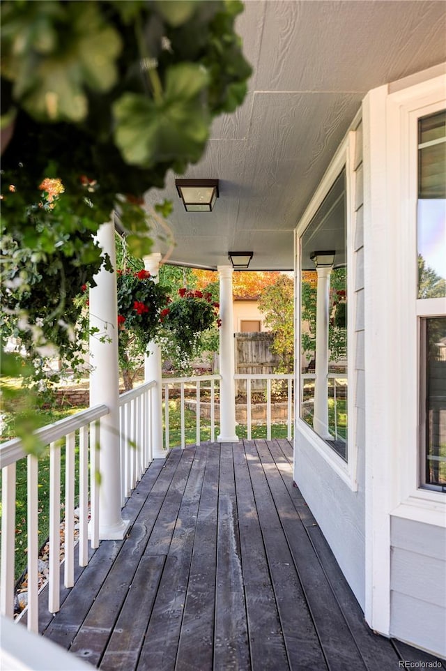 deck with a porch