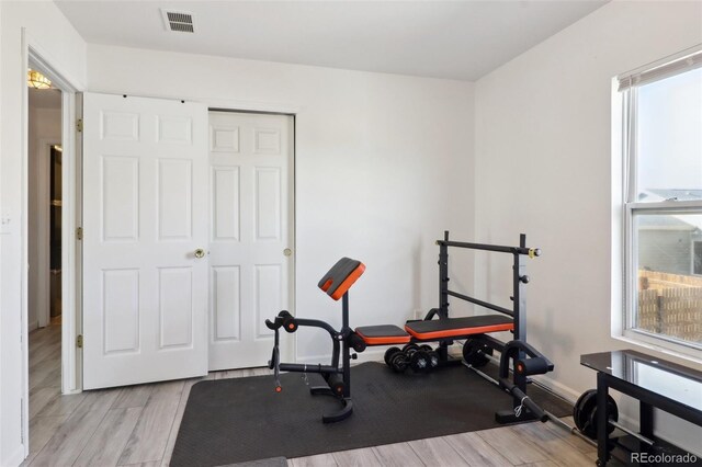 exercise room with a healthy amount of sunlight