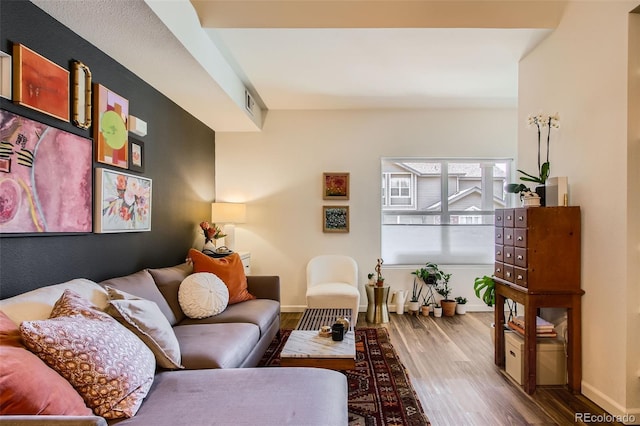 living room featuring wood-type flooring