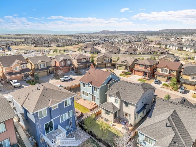 3266 Riverwood Way, Castle Rock, CO 80109 - birds eye view of property with a mountain view and a residential view