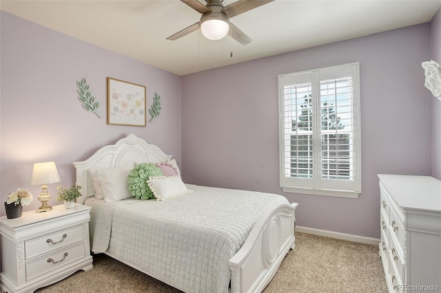 23427 Song Bird Hills Pl, Parker, CO 80138 - bedroom with light colored carpet, baseboards, and ceiling fan