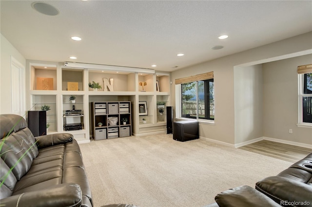 23427 Song Bird Hills Pl, Parker, CO 80138 - living room featuring baseboards, recessed lighting, and carpet flooring
