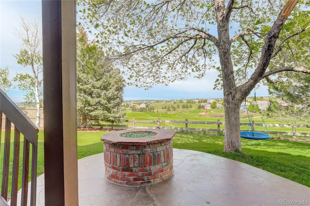 23427 Song Bird Hills Pl, Parker, CO 80138 - view of patio featuring a fire pit and view of golf course