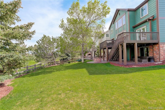 23427 Song Bird Hills Pl, Parker, CO 80138 - view of yard featuring a wooden deck, stairway, and a patio