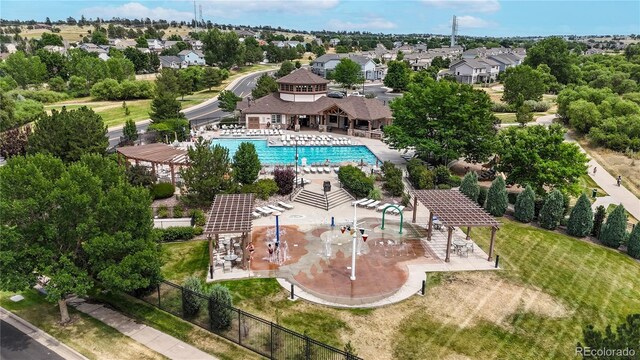 23427 Song Bird Hills Pl, Parker, CO 80138 - aerial perspective of suburban area with a pool